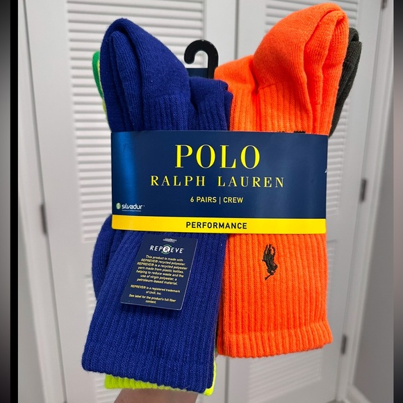 🦋Polo Ralph Lauren
Men's 6-Pk. Performance Colorful Crew Socks size-10-13 - Picture 6 of 7